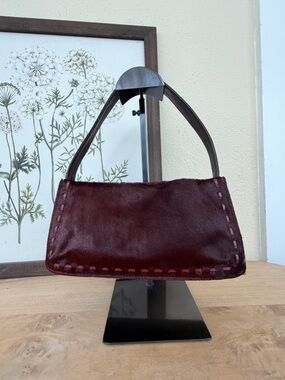 Rare Coach Calf Hair Shoulder Bag in Oxblood